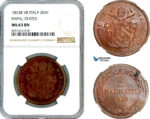 AM306, Italy, Papal States, Pius IX, 2 Baiocchi 1853 R, Rome Mint, NGC MS63BN