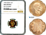 AM327, Serbia, Petar I, 50 Para 1904, Silver, NGC UNC Details