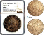 AM335, France, Louis XV, Ecu 1735 Cow, Pau Mint, Silver, Gad-321a, Champagne toning, NGC AU58