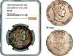 AM336, Netherlands, Kingdom of Holland, Louis Napoleon Bonaparte, 50 Stuivers 1808, Utrecht Mint, Silver, NGC AU58