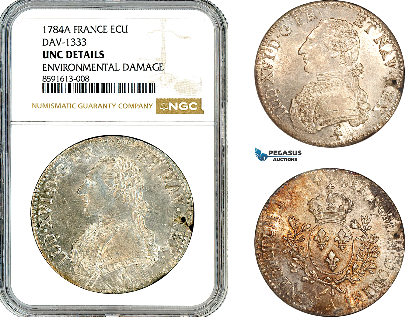 AM340, France, Louis XVI, Ecu 1784 A, Paris Mint, Silver, DAV-1333, NGC UNC Details